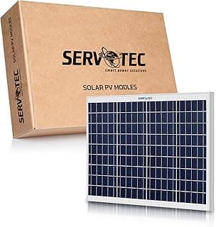 Servotech 60W 12V Monocrystalline Solar Panel | High Efficiency Solar Panel | PV Module | Portable & Light Weight | Long Life for Battery Charging|Pack of 1