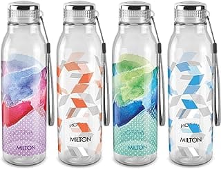 MILTON Helix 1000 Pet Water Bottle 1 Litre Each BPA Free, Leak Proof, Office Bottle Home Kitchen Travel Bottle, Set of 4, Assorted