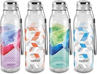 MILTON Helix 1000 Pet Water Bottle 1 Litre Each BPA Free, Leak Proof, Office Bottle Home Kitchen Travel Bottle, Set of 4, Assorted